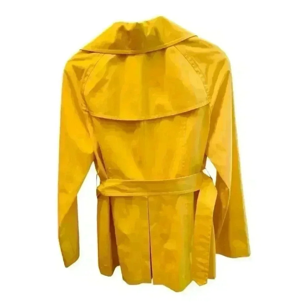 London Fog Women's Yellow Double Breasted Belted Trench Coat Size S - Picture 2 of 5